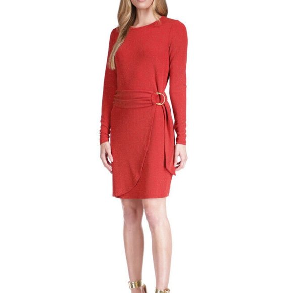 MICHAEL MICHAEL KORS Women's Metallic Faux-Wrap T-Shirt Dress - Picture 1 of 3